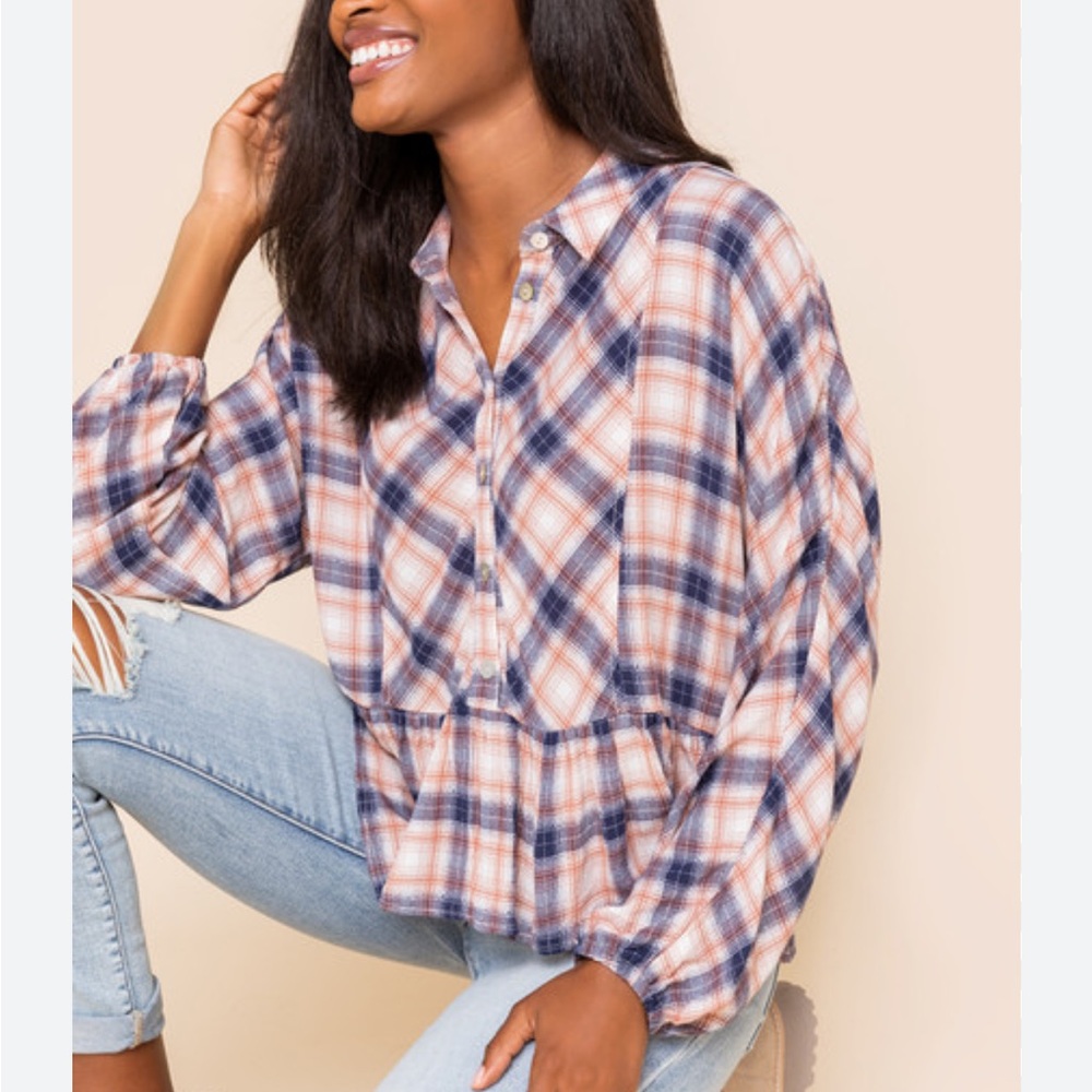 Plaid Button-Up Women's Top